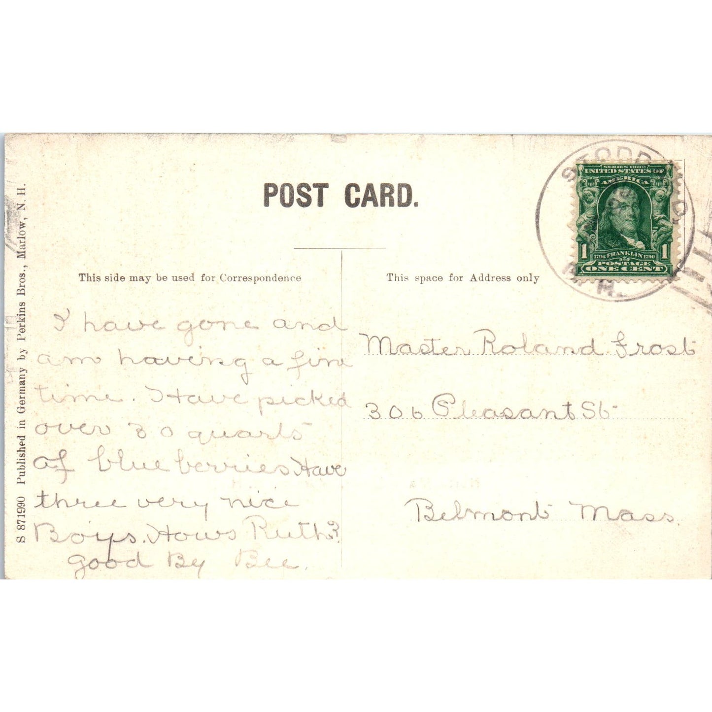 c1905 North Main Street View Marlow NH Original Postcard PC9