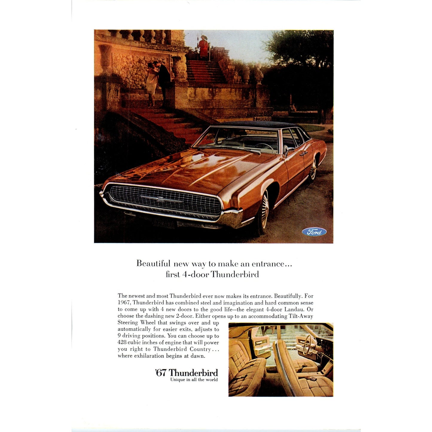 1967 Ford Thunderbird Brown Automobile Car - Vintage Magazine Ad D20