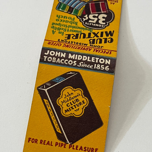 John Middleton's Club Mixture Tobacco Vintage Matchbook Cover TB6-MB1-13