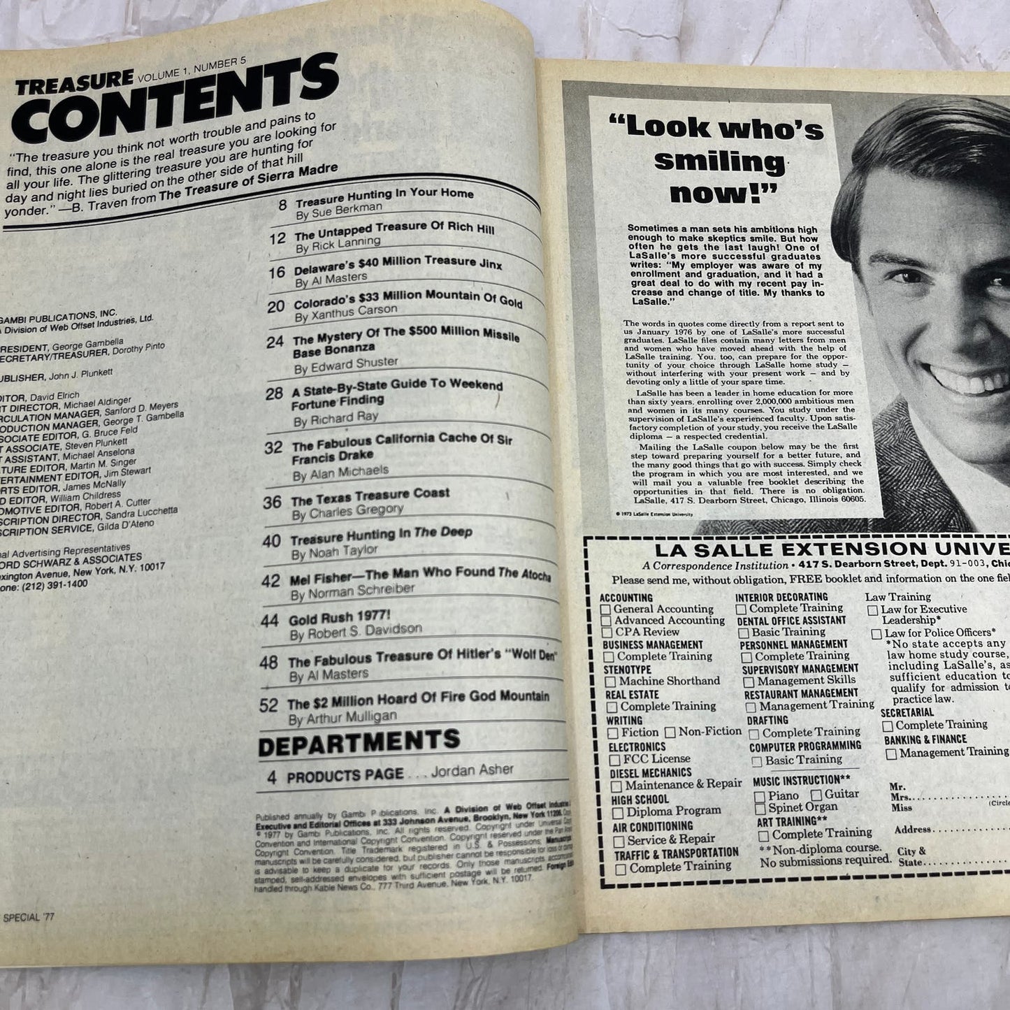 1977 Saga's Special Treasure Hunting Magazine Sunken Fortunes Found Deep M19