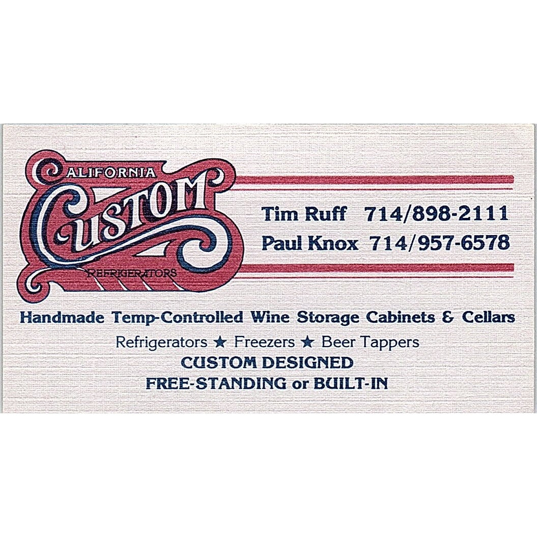 Timm Ruff Paul Knox California Custom Cabinets Anaheim Vtg Business Card SD9-B10