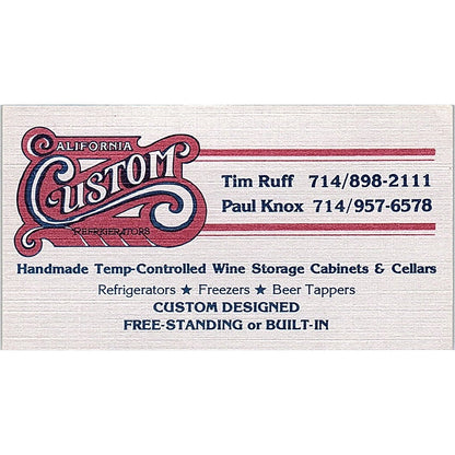 Timm Ruff Paul Knox California Custom Cabinets Anaheim Vtg Business Card SD9-B10