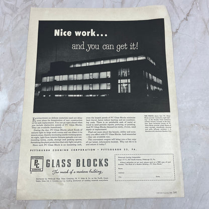 Pittsburgh Corning Glass Blocks 1951 Magazine Ad FL6-10