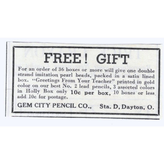 Gem Pencil Co Dayton Ohio 1930s Magazine Advertisement AE4-I3
