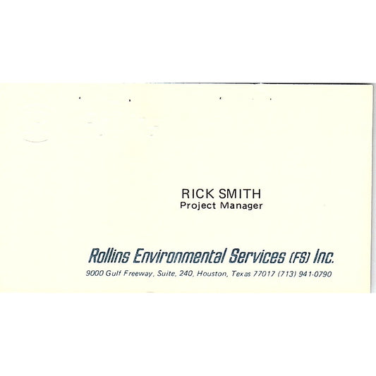 Rollins Environmental Service Rick Smith Houston TX Vintage Business Card SF3-B7