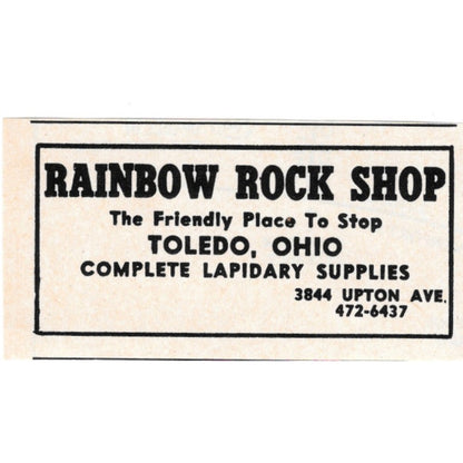 Rainbow Rock Shop Toledo Ohio 1971 Magazine Ad AD8-O3