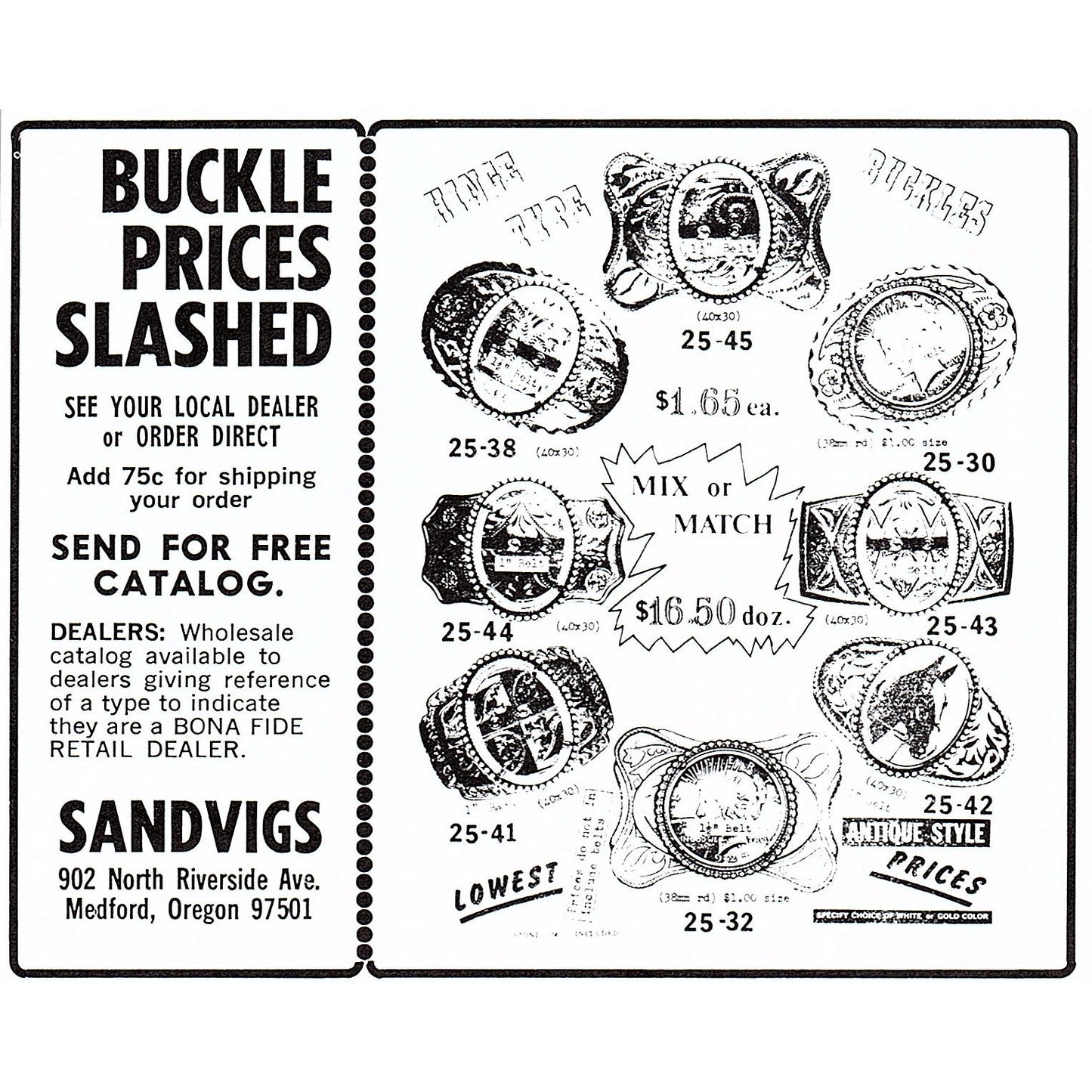 Sandvigs Belt Buckles Medford Oregon 1972 Ad AF8-H2