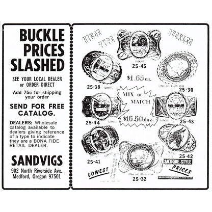 Sandvigs Belt Buckles Medford Oregon 1972 Ad AF8-H2