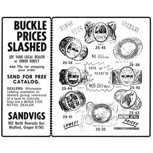 Sandvigs Belt Buckles Medford Oregon 1972 Ad AF8-H2