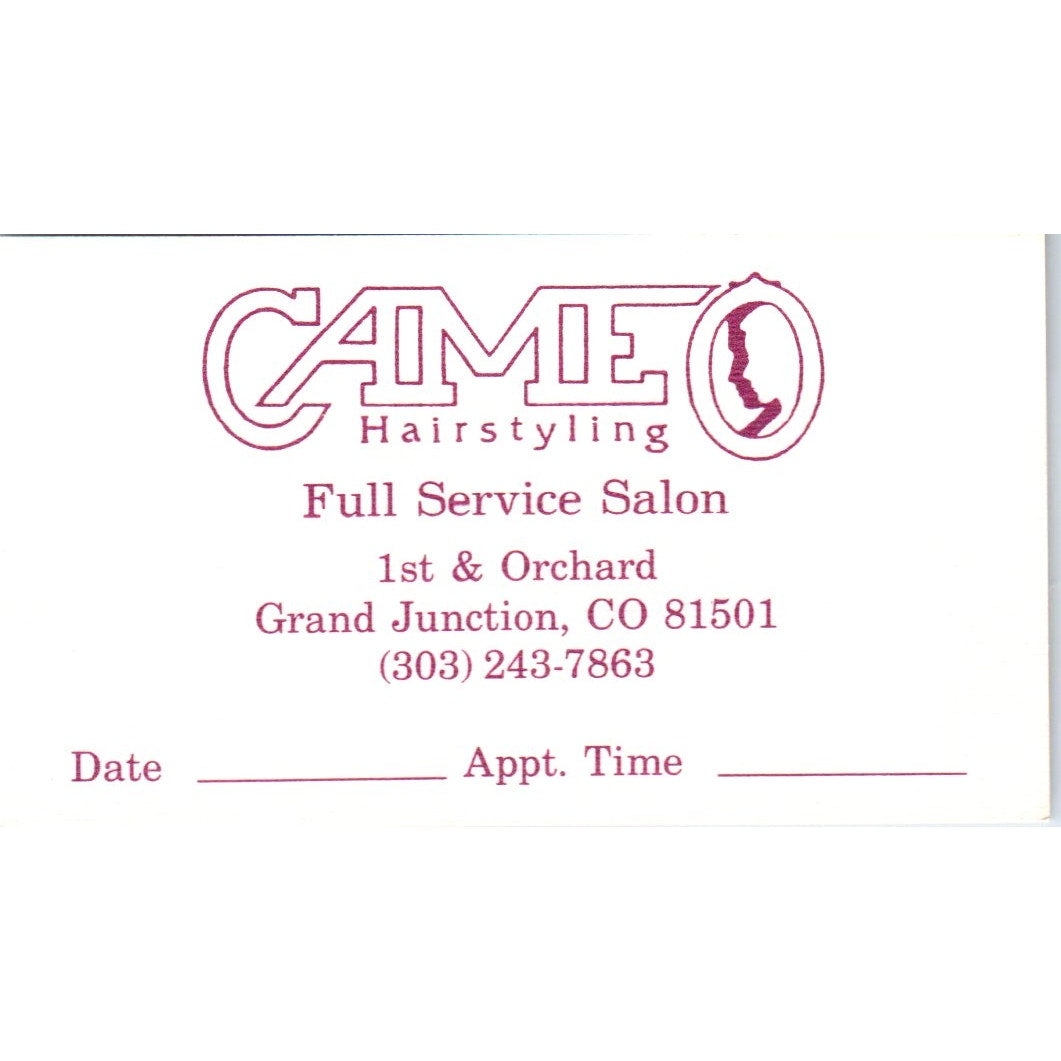 Cameo Hairstyling Grand Junction CO Vintage Business Card SD8-B19