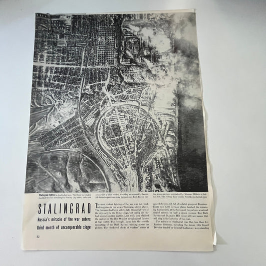 Stalingrad Enters 3rd Month of Siege 2 Pages 1940s WWII Era Article V30-1