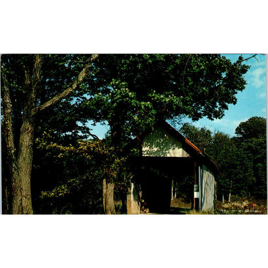 Cox Bridge Brushy Fork Creola Ohio Swan Twp Covered Bridge Postcard PC1