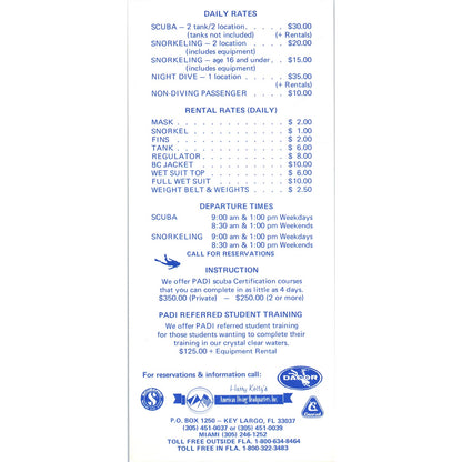 1980s Pennekamp's Underwater State Park Dive or Snorkel Key Largo Leaflet TF4-BA