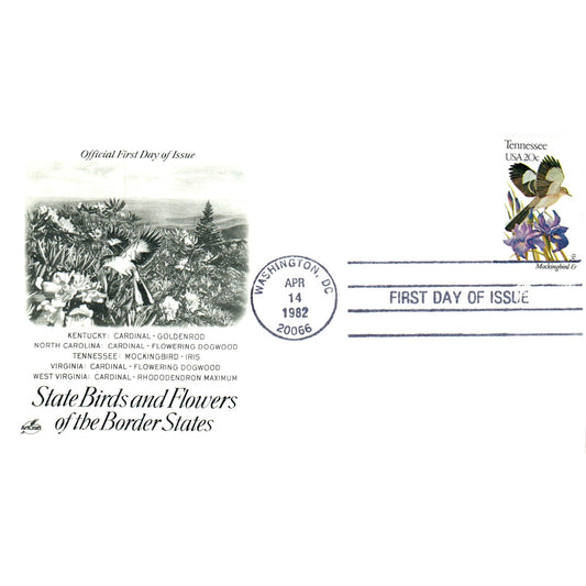 Tennessee 1982 State Birds & Flowers of Border States First Day Issue TJ5-PC3