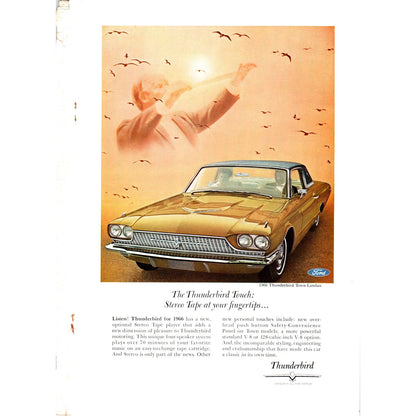 1968 Ford Thunderbird Stereo Tape Player Automobile - Vintage Magazine Ad D20