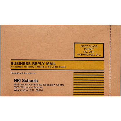NRI Schools Washington DC Postal Mailing Card 1977 Ad AF6-5