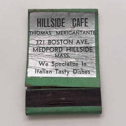 Hillside Cafe Thomas Mericantante Hillside MA Vintage Matchbook Cover TB8-MB-5