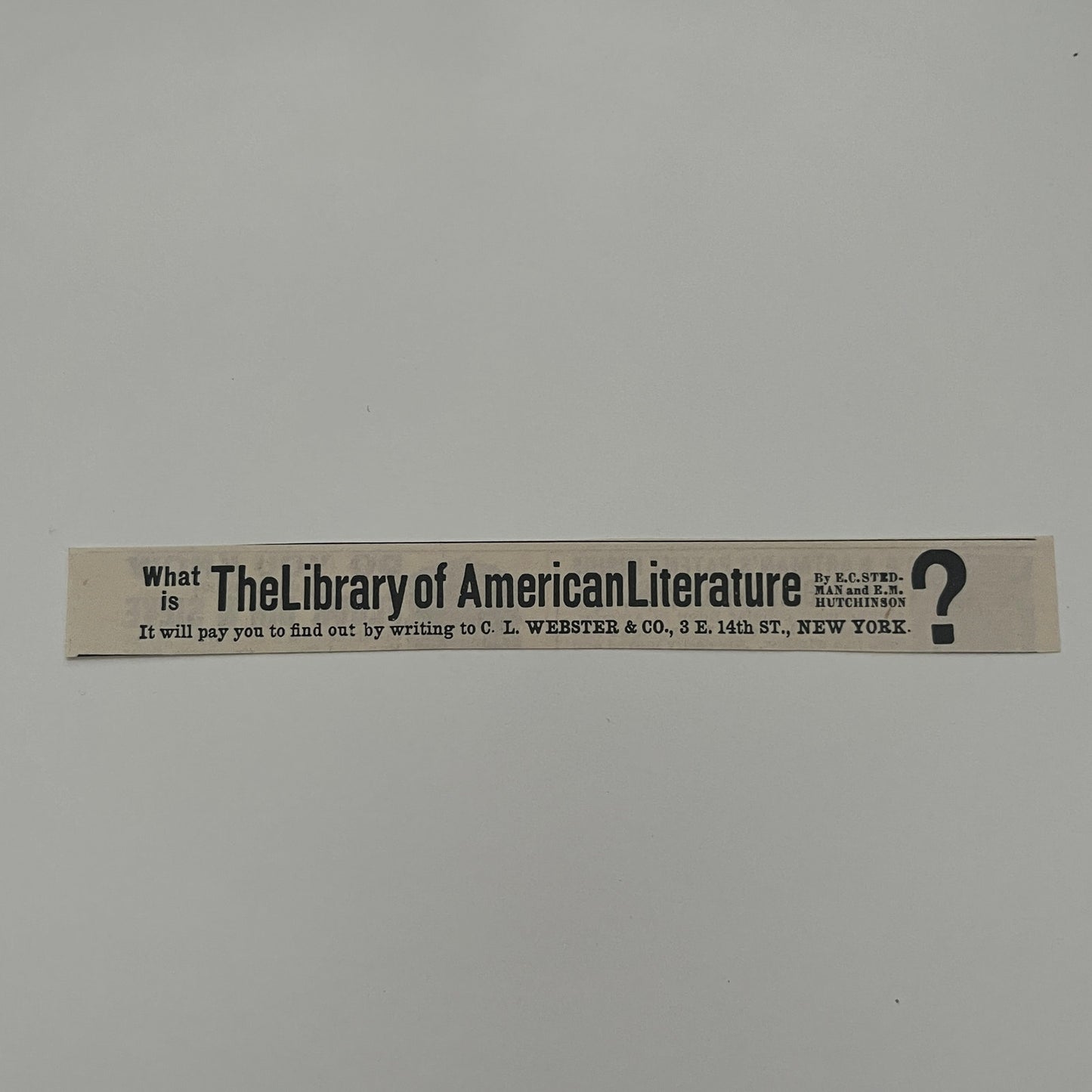 The Library of American Literature C.L. Webster & Co NY 1892 Ad AG2-7