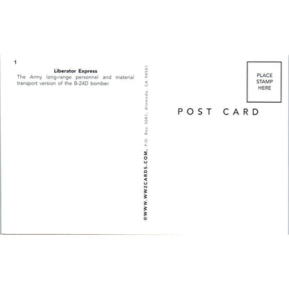Liberator Express B-24D Bomber Vintage Postcard PC19