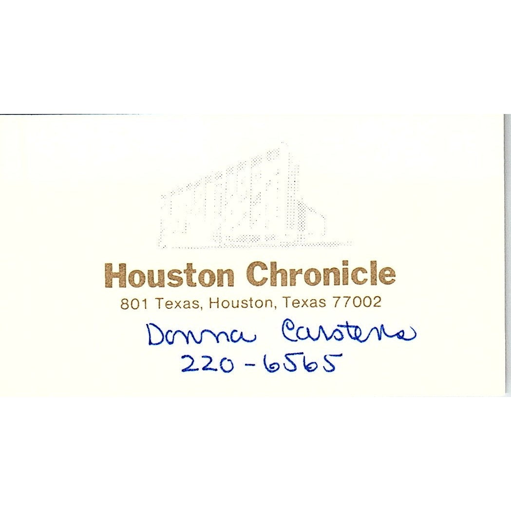 Donna Carstens Houston Chronicle TX Vintage Business Card SC9-B7