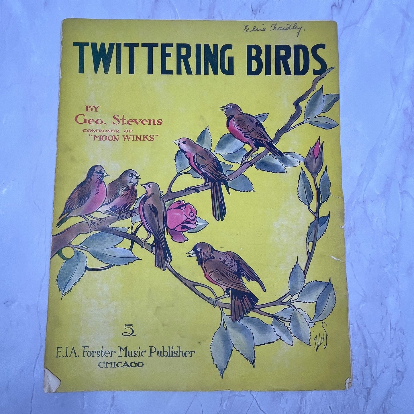 Twittering Birds Geo. Stevens 1915 Sheet Music V15