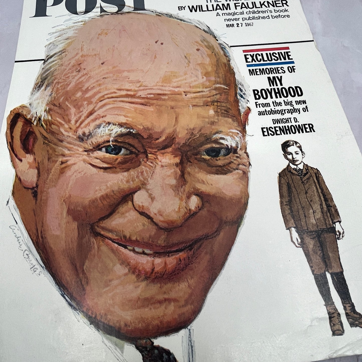 1967 Apr 8 Saturday Evening Post Dwight Eisenhower Cover ONLY Vintage 10x13 V17