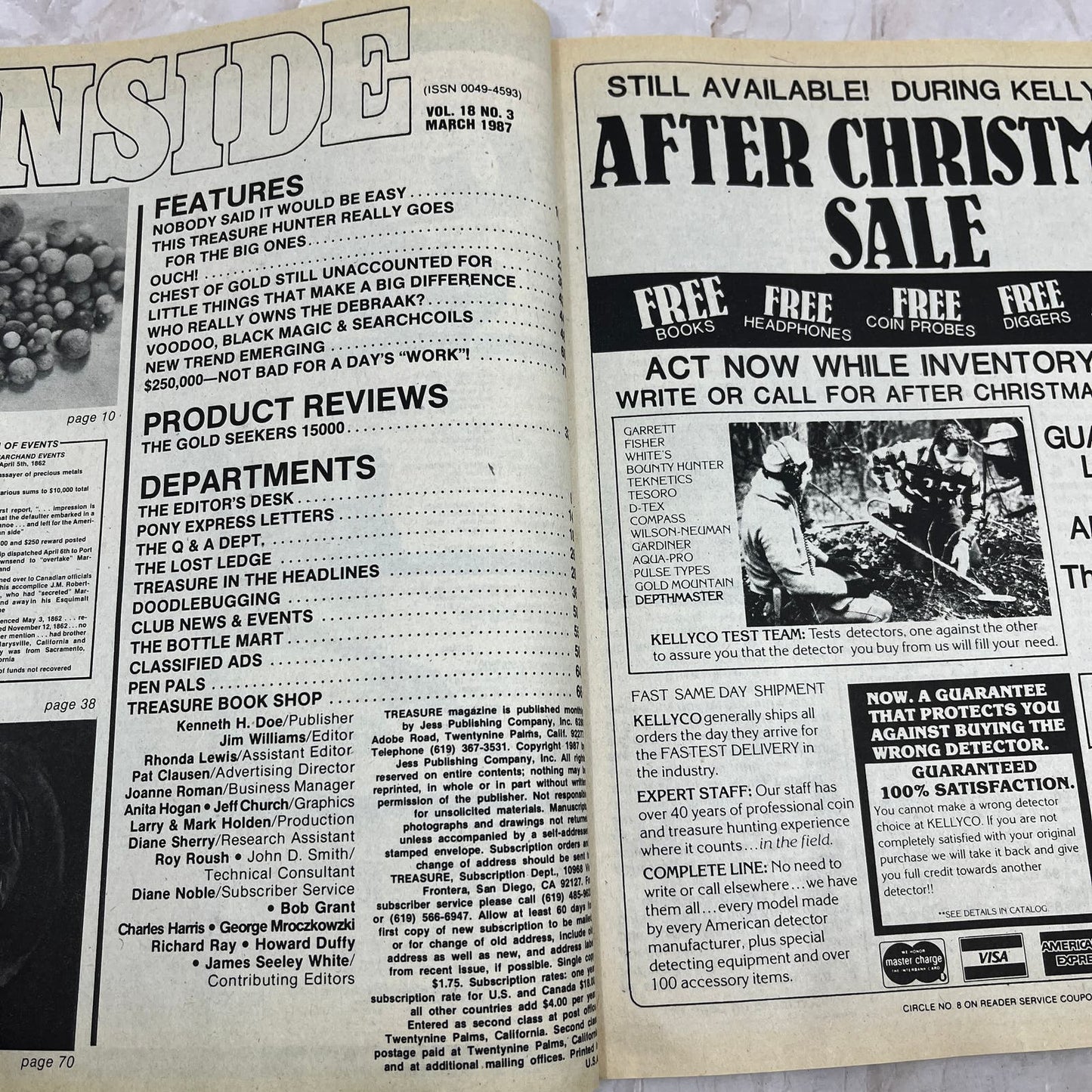 1987 March - Treasure Magazine - Treasure Hunting Metal Detecting Gold Coins M10