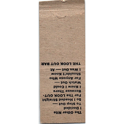 Lookout Bar Abbotsford WI Pinup Vintage Matchbook Cover SC7-Y6