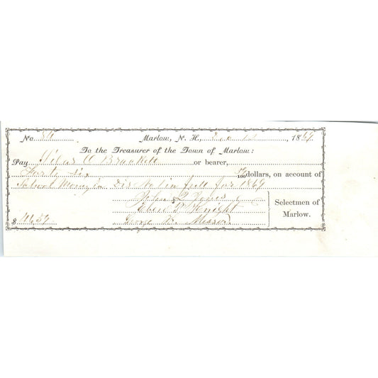 1869 Marlow NH Silas Brackett John Jones George Messer Receipt Letterhead AF2-A3