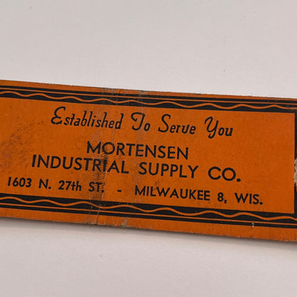 Mortensen Industrial Supply Co Milwaukee WI Vintage Matchbook Cover TB6-MB2-3