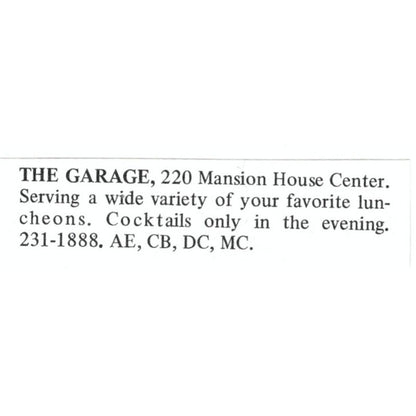 The Garage Mansion House Center Restaurant St. Louis 1971 Magazine Ad AD8-O1
