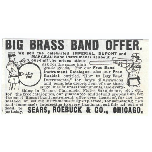 Big Brass Band Sears Roebuck & Co c1905 Original Magazine Advertisement AE7-SA1