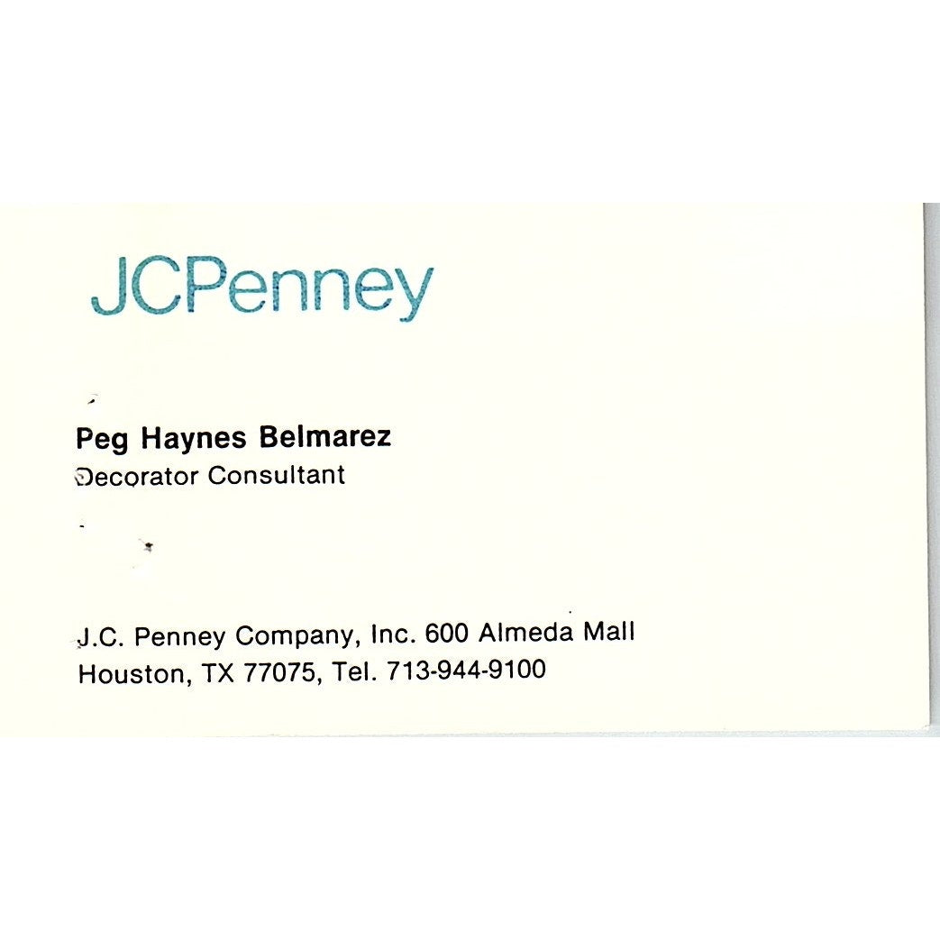 Peg Haynes Belmarez JCPenney Houston Vintage Business Card SC9-B1