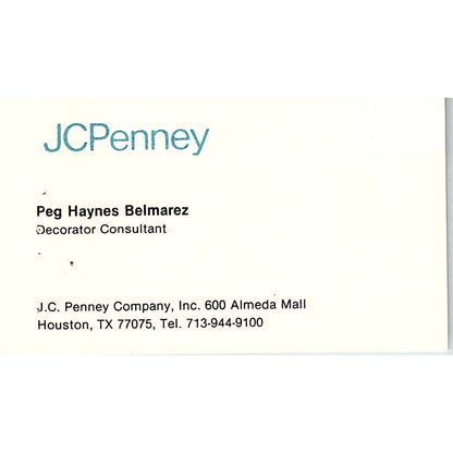 Peg Haynes Belmarez JCPenney Houston Vintage Business Card SC9-B1