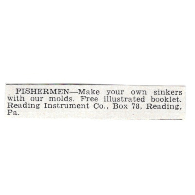 Fishing DIY Sinkers from Molds - Reading Instrument Co Reading PA 1955 Ad AG1-S7