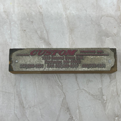 Custom Printing Rochester MN - Vintage Letterpress Printers Block Plate TK3