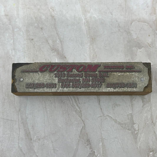 Custom Printing Rochester MN - Vintage Letterpress Printers Block Plate TK3