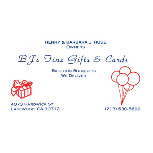 BJ's Fine Gifts & Cards Henry & Barbara J. Huss CA Vintage Business Card SF3-B1