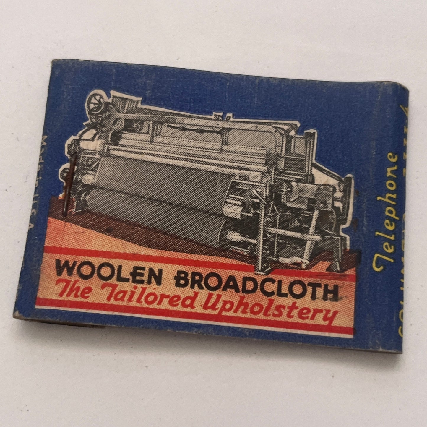 F.L. Dunn Textile Co Detroit Woolen Broadcloth Vintage Matchbook Cover TB8-MB2-5
