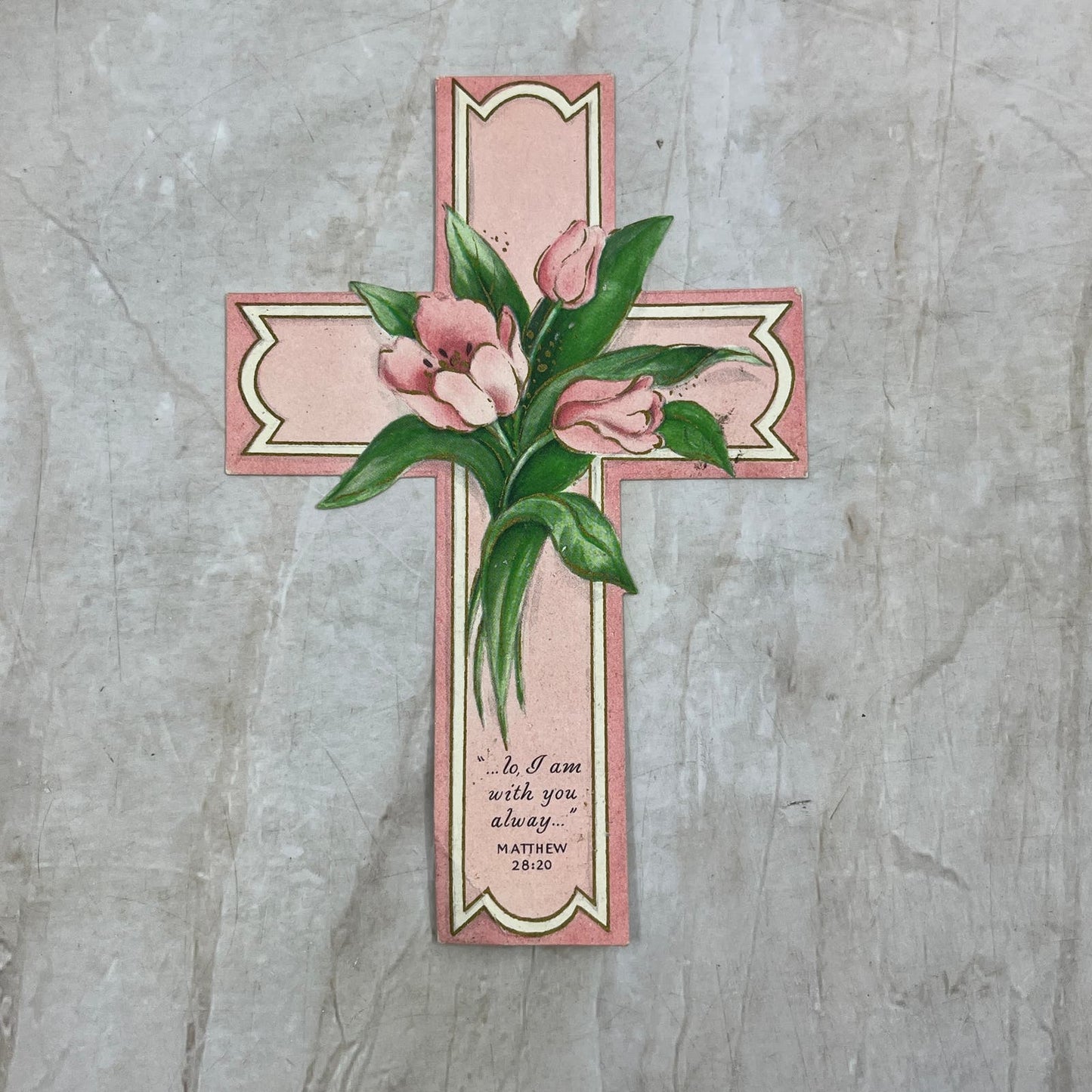 Vintage Hallmark Die Cut Easter Cross Card Matthew 28:30 AE3