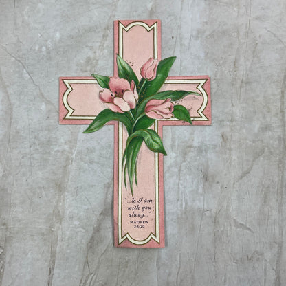 Vintage Hallmark Die Cut Easter Cross Card Matthew 28:30 AE3