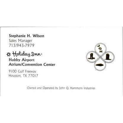 Stephanie H. Wilson Holiday Inn Houston TX Vintage Business Card SE3-B1