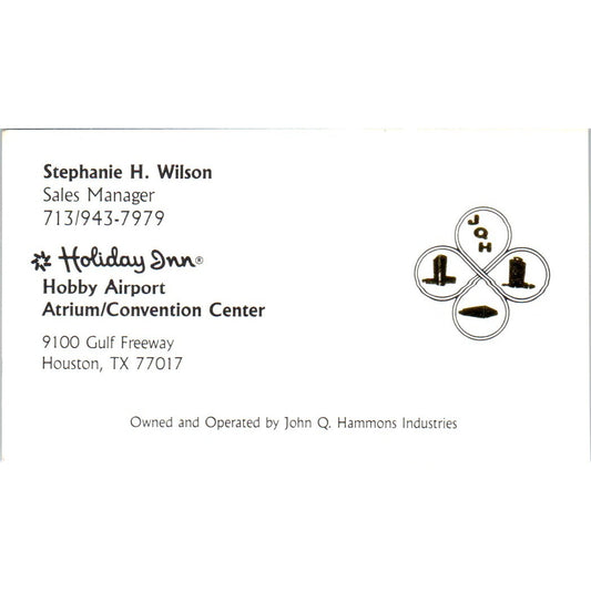 Stephanie H. Wilson Holiday Inn Houston TX Vintage Business Card SE3-B1