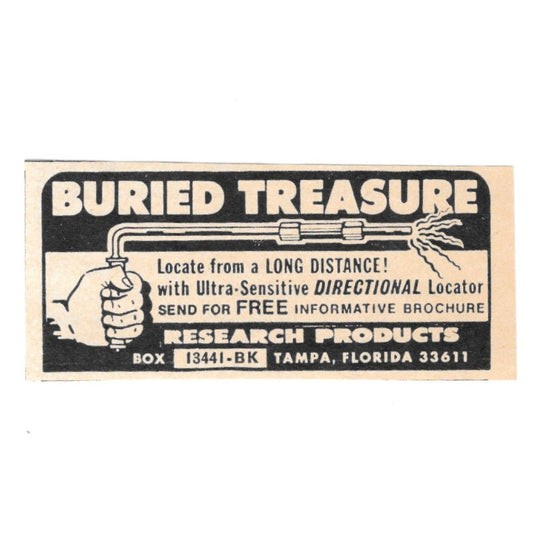 Buried Treasure Divining Rods Research Products Tampa FL 1977 Ad AF6-S1