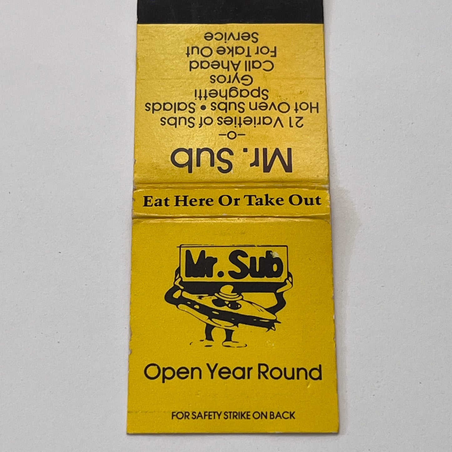 Mr. Sub Sandwiches Myrtle Beach SC Vintage Matchbook Cover MM2-8