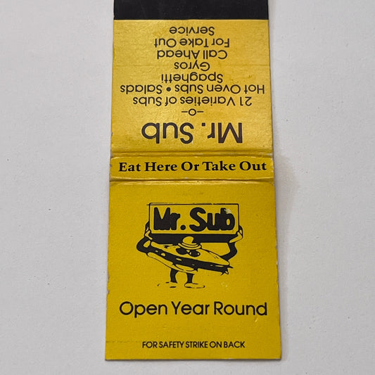Mr. Sub Sandwiches Myrtle Beach SC Vintage Matchbook Cover MM2-8