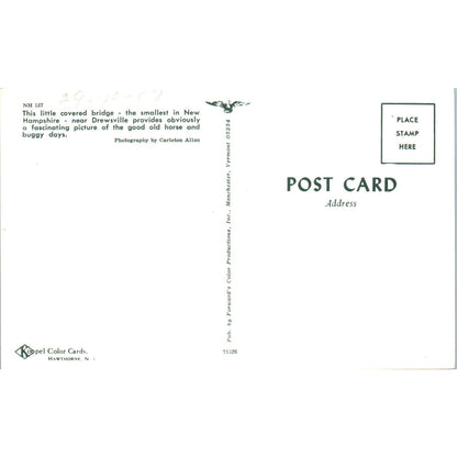 Drewsville NH157 New Hampshire Covered Bridge Postcard PC3