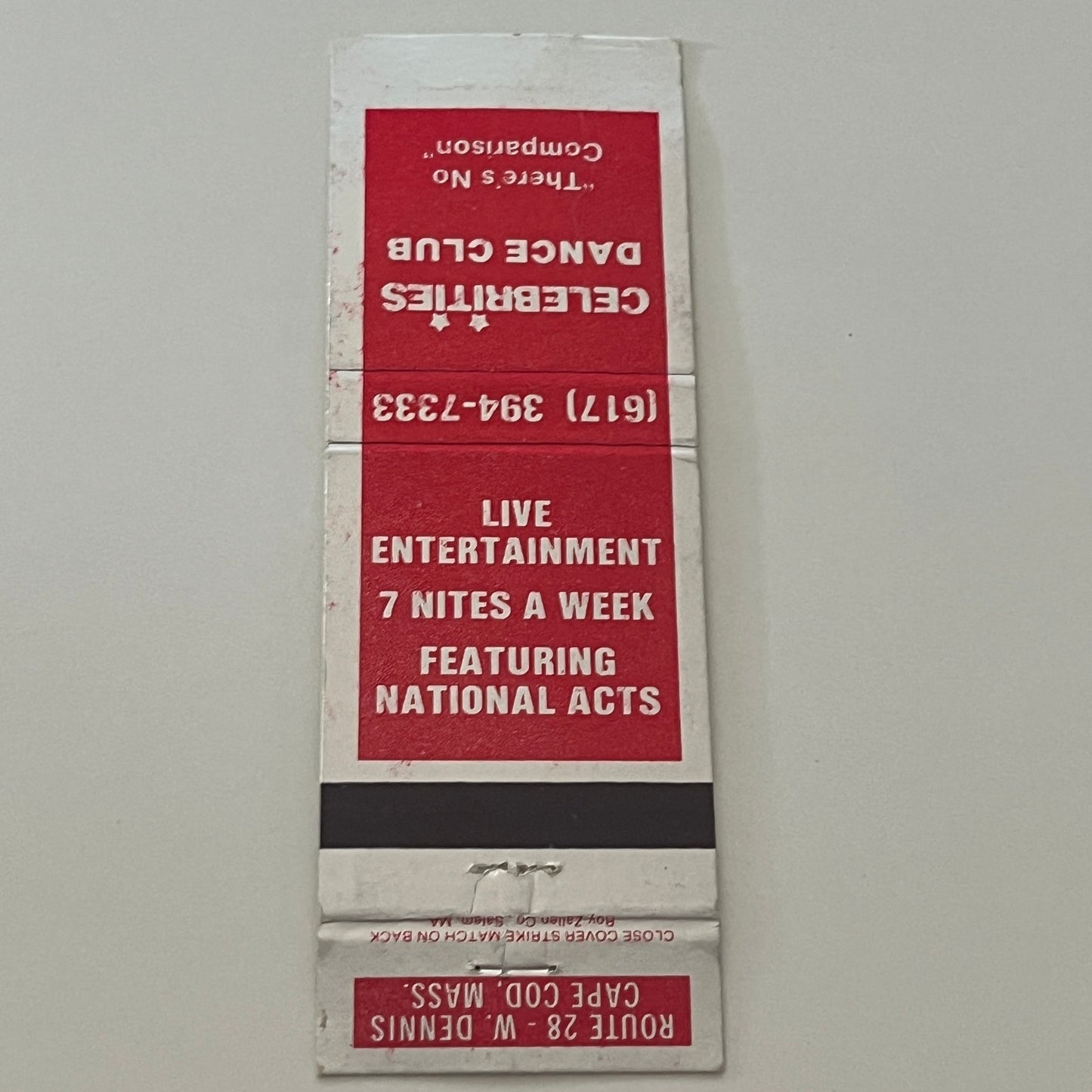 Celebrities Dance Club Cape Cod MA Vintage Matchbook Cover MM5-9