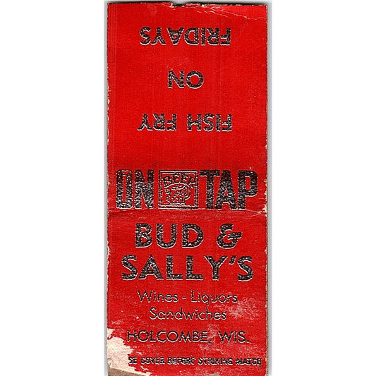Bud & Sally's Restaurant Holcombe WI Vintage Matchbook Cover SF3-Y8