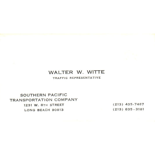 Walter W. White Southern Pacific Transportation Long Beach Business Card SD4-B4